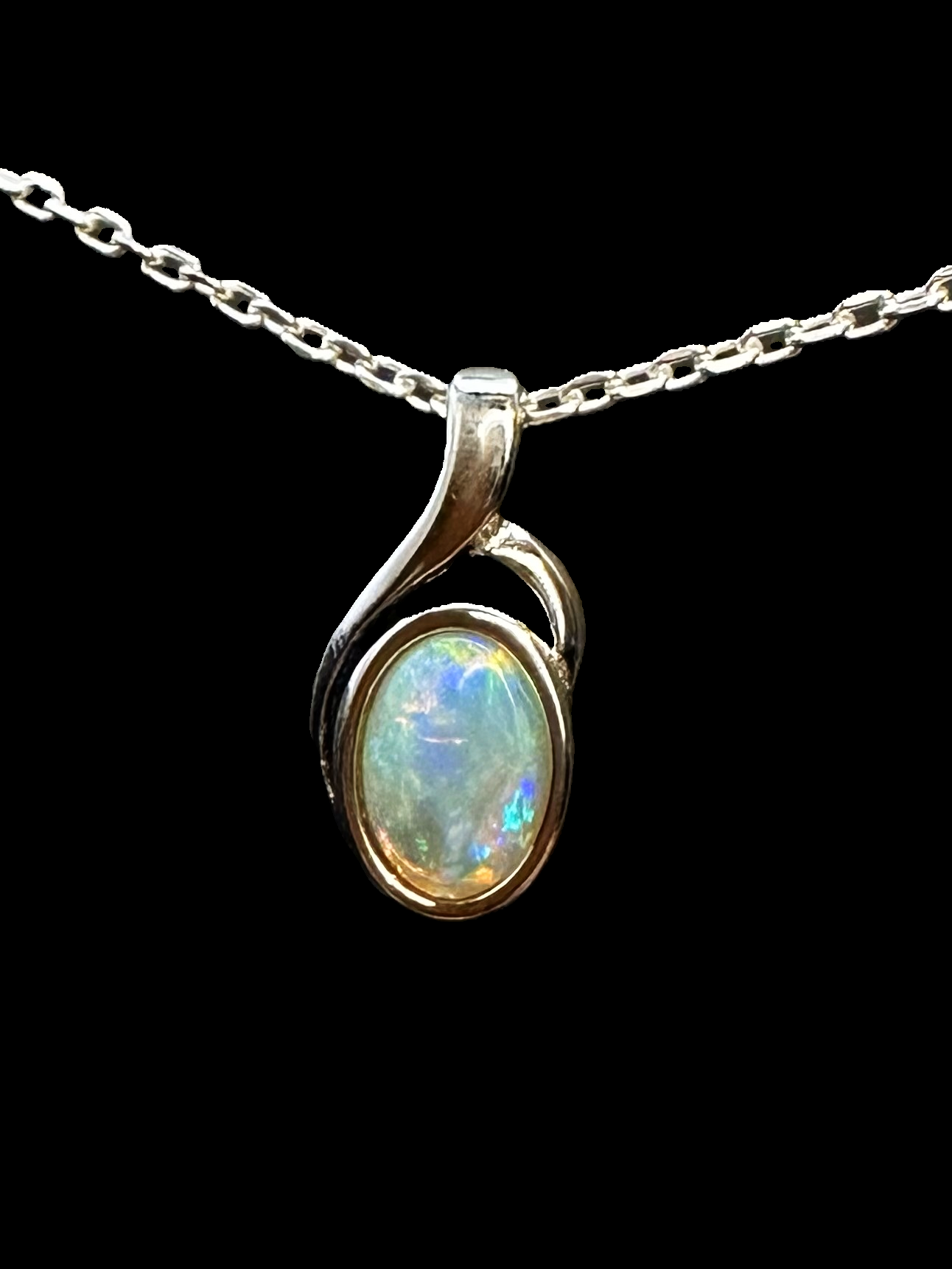 Sterling Silver Solid Opal Pendant