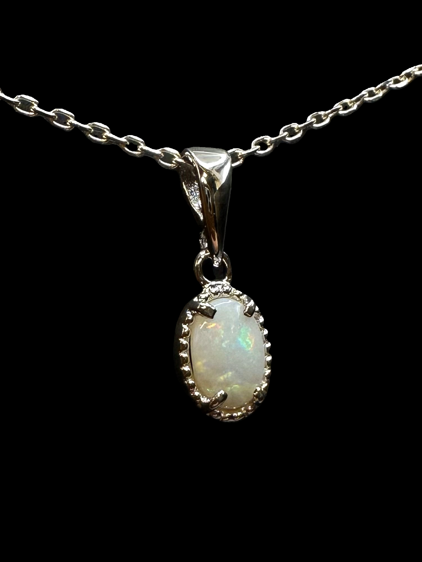 Sterling Silver Solid Opal Pendant