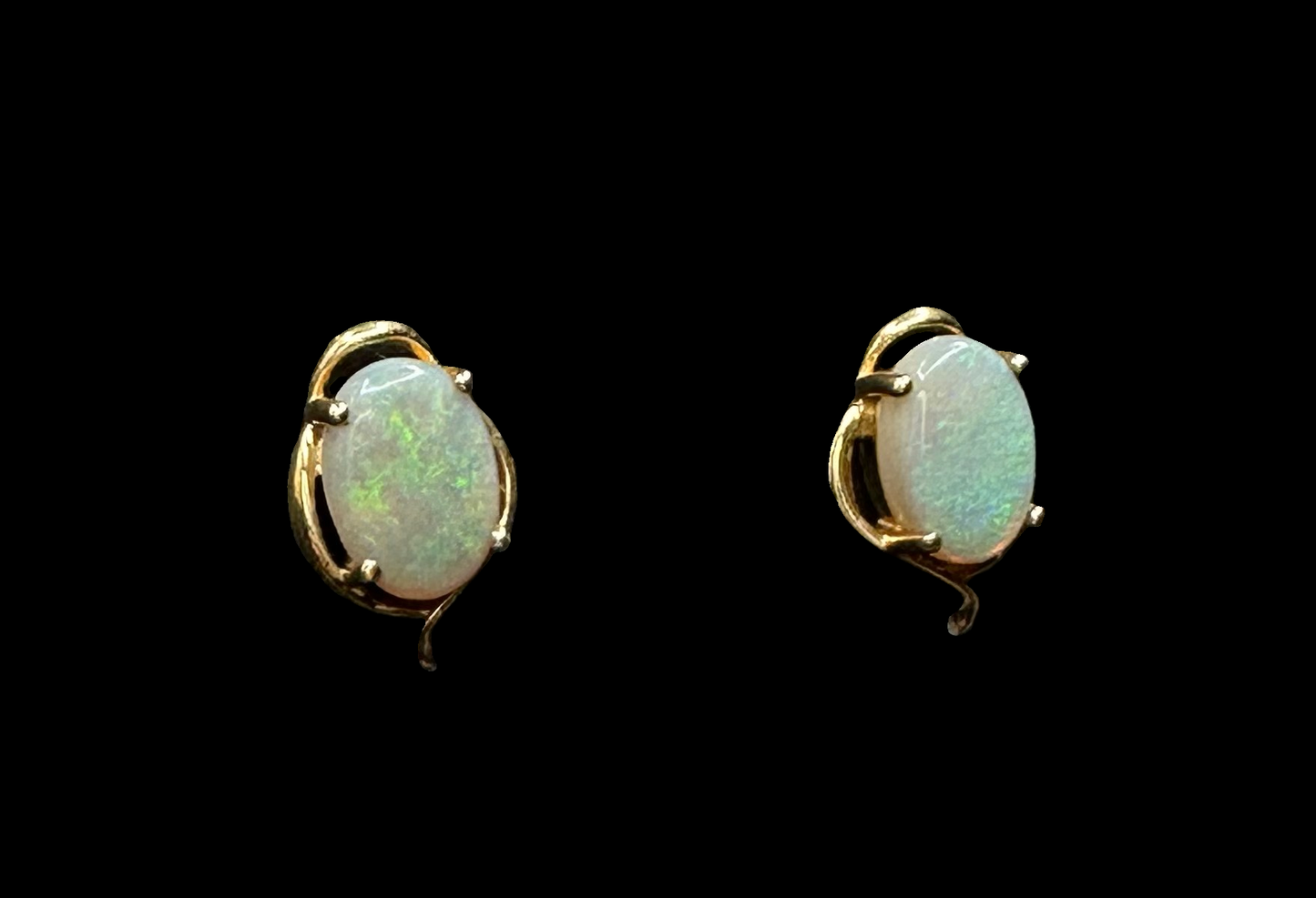 14ct Gold Solid Opal Stud Earrings