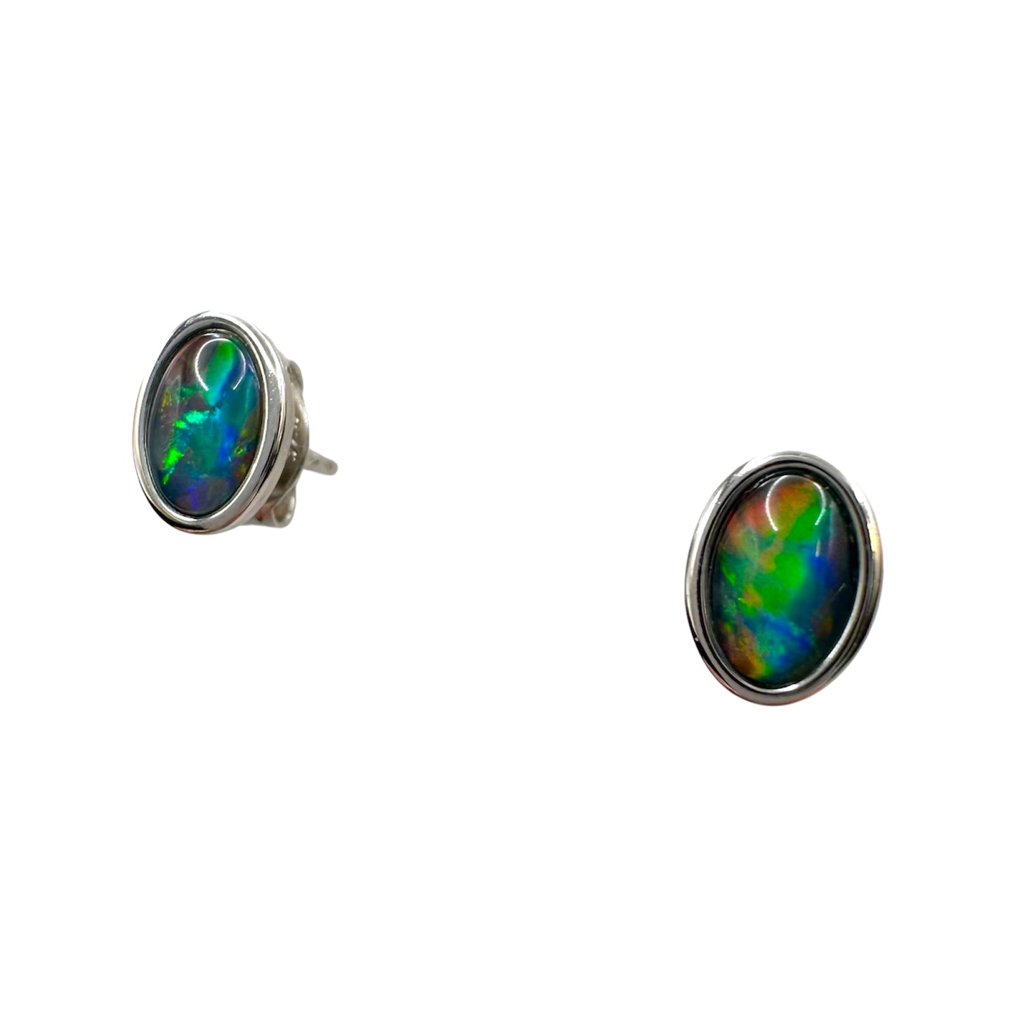 Australian triplet opal sterling silver studs