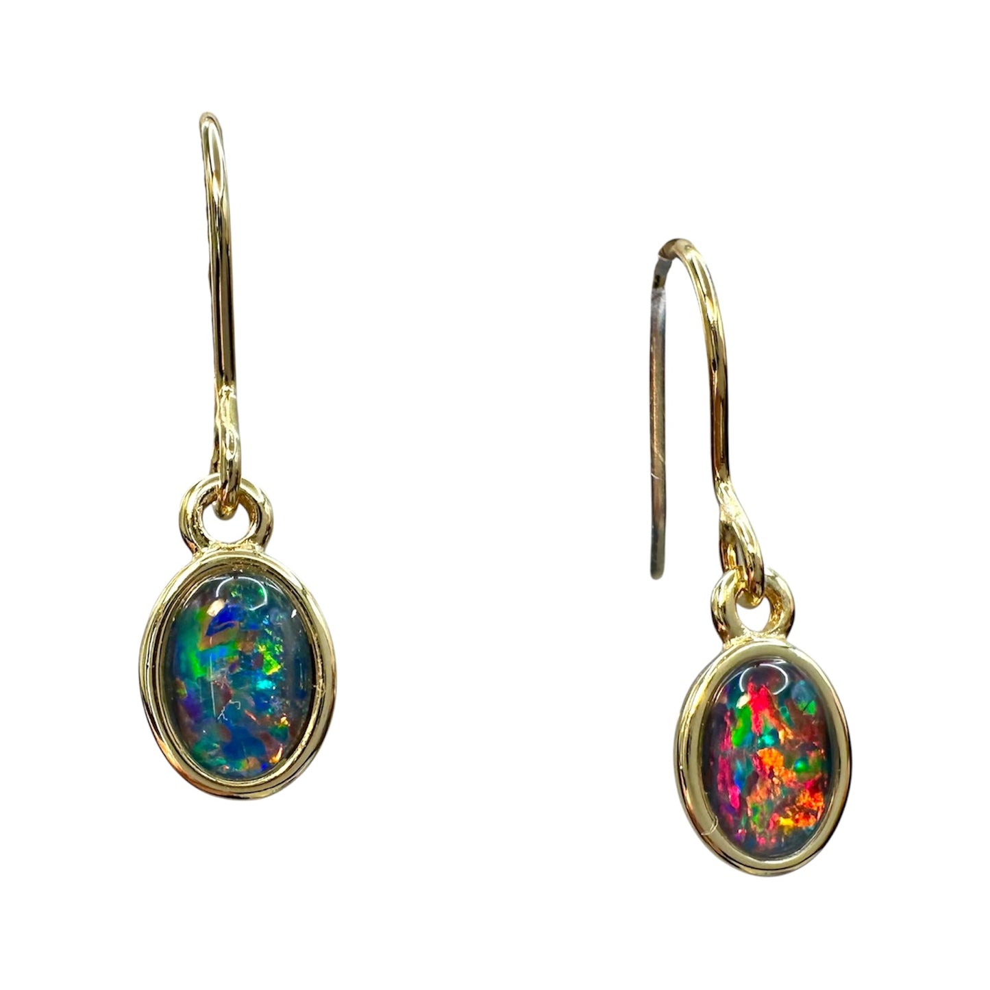 Gold-Plated Triplet Opal Earrings