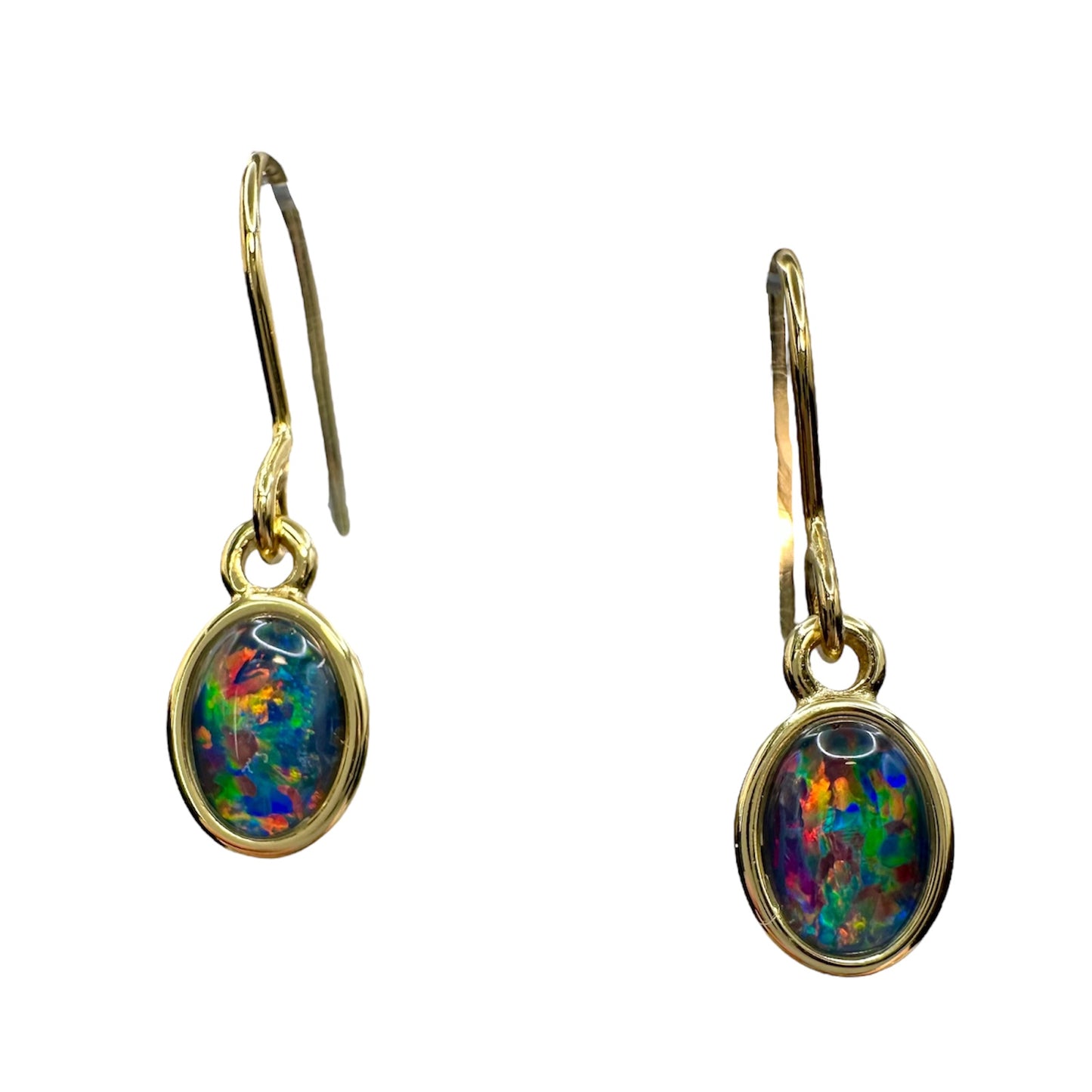 Gold-Plated Triplet Opal Earrings