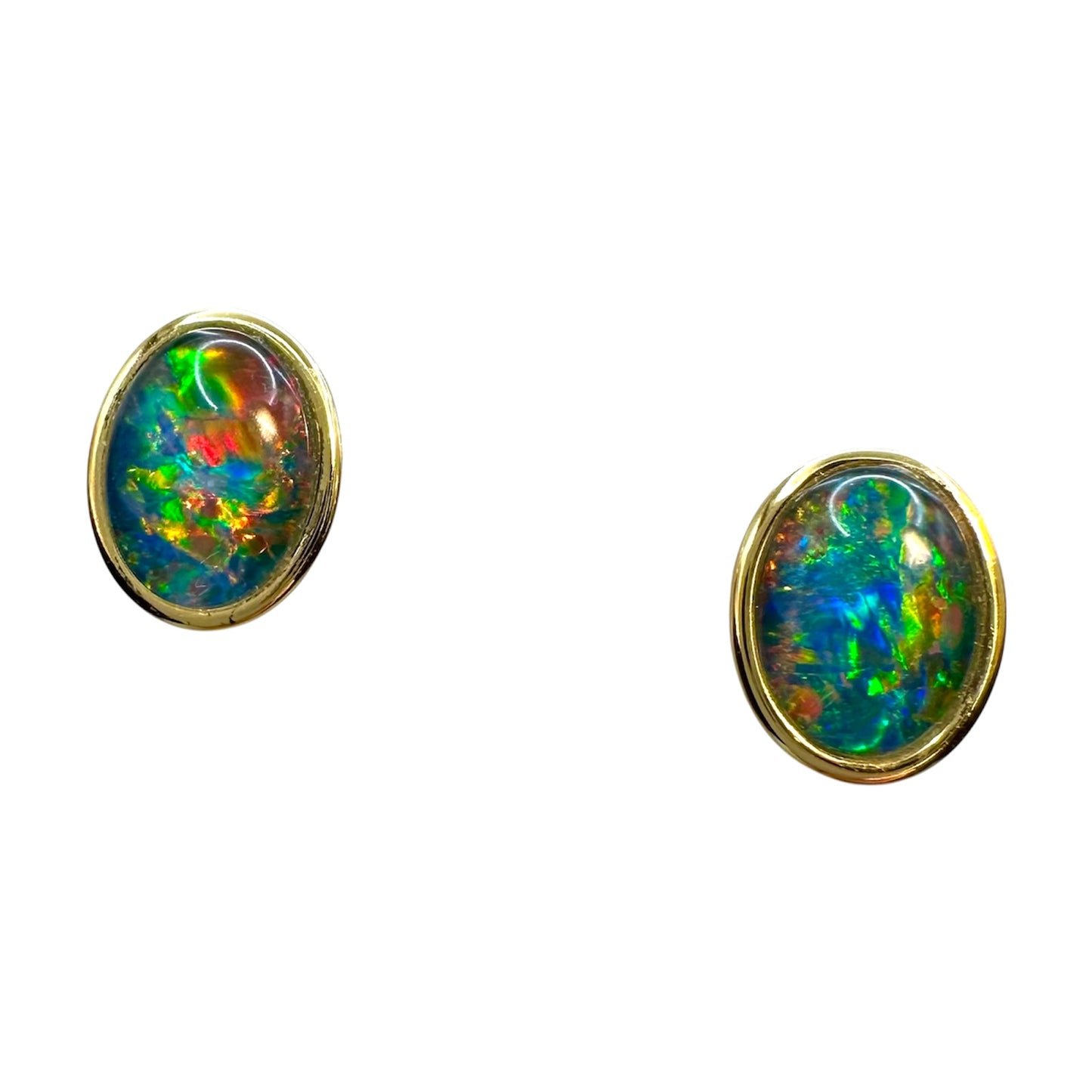 Gold-Plated Triplet Opal Stud Earrings