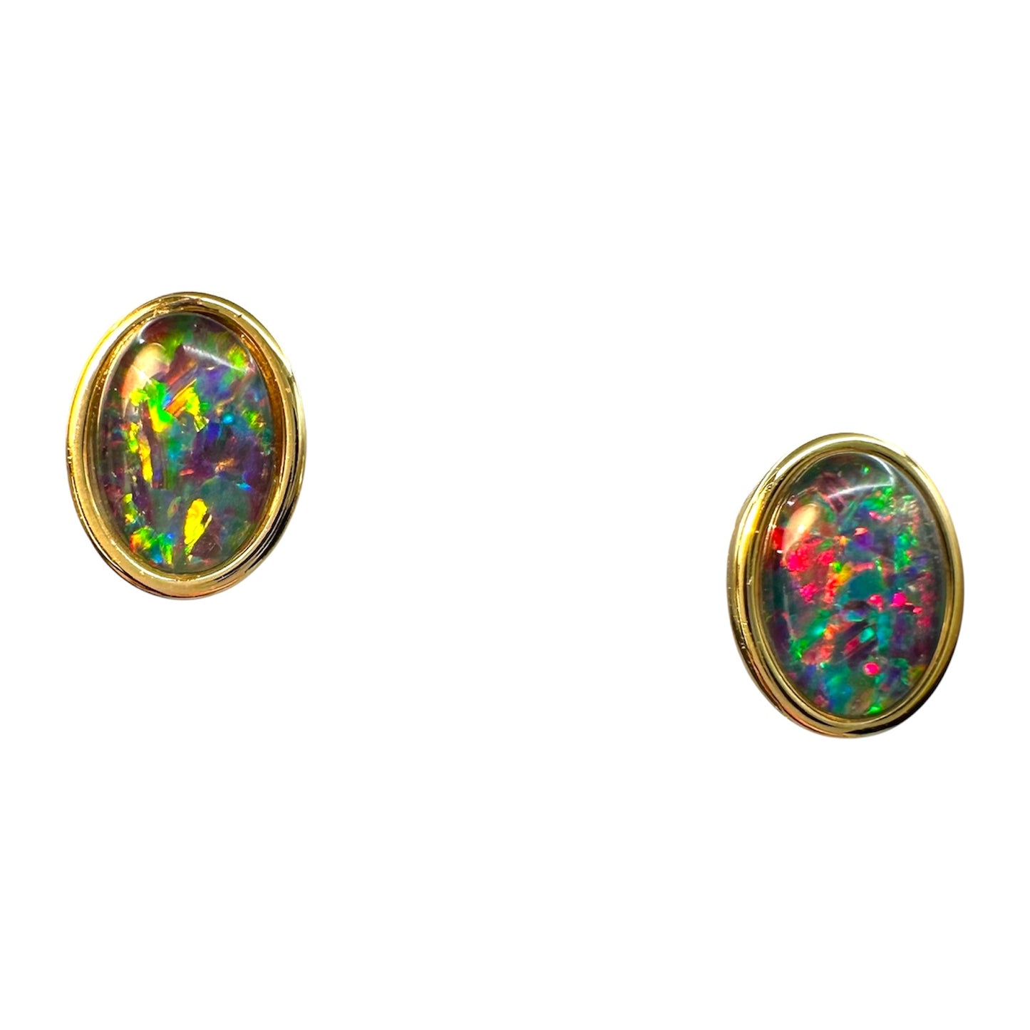 Gold-Plated Triplet Opal Stud Earrings
