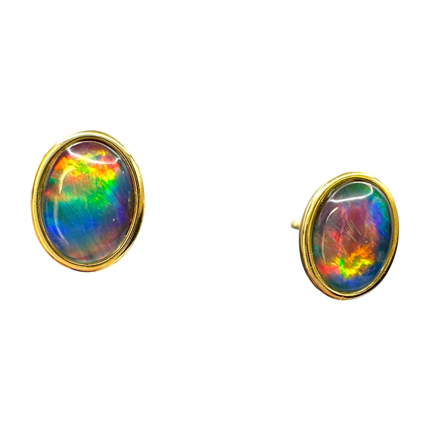 Gold-Plated Triplet Opal Stud Earrings