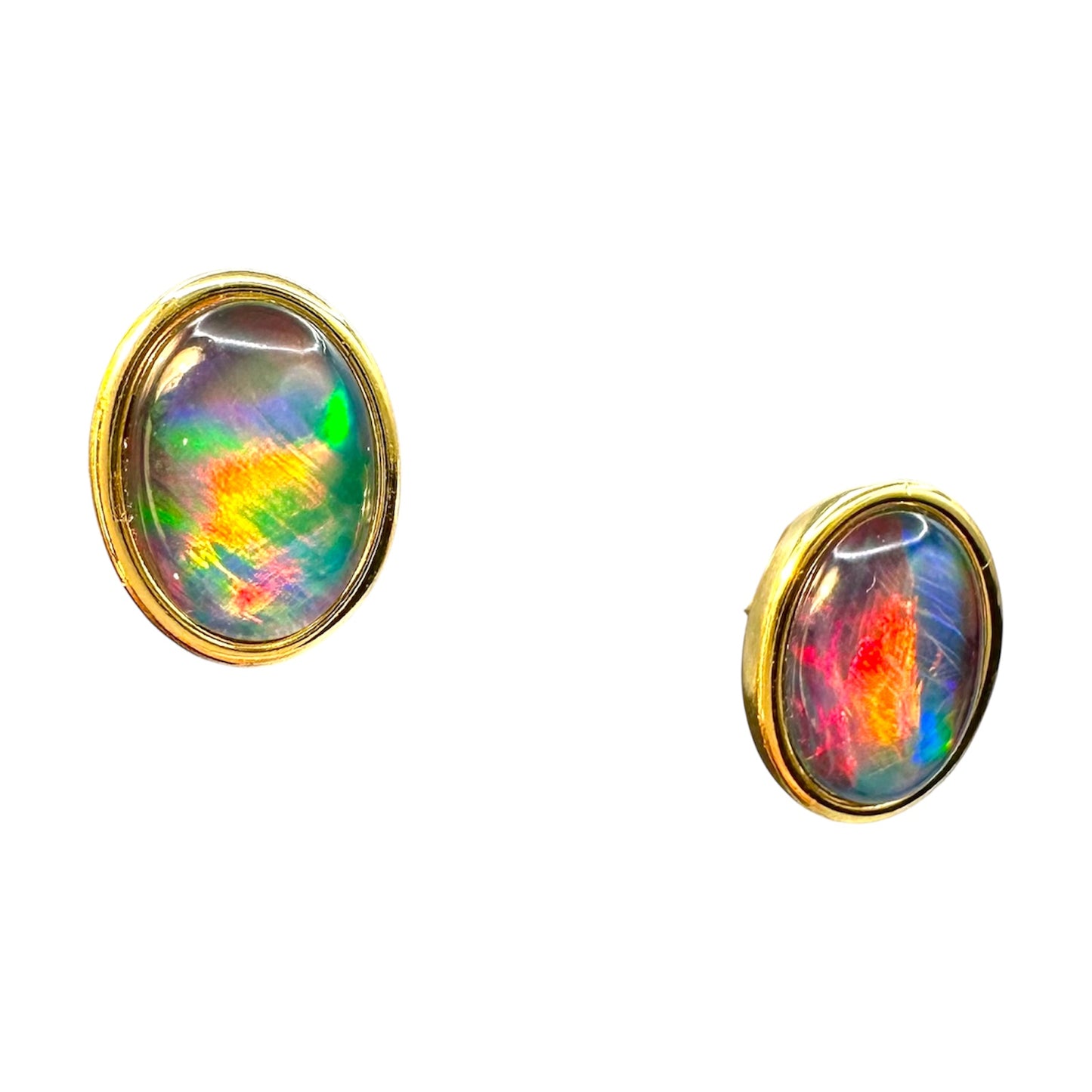Gold-Plated Triplet Opal Stud Earrings