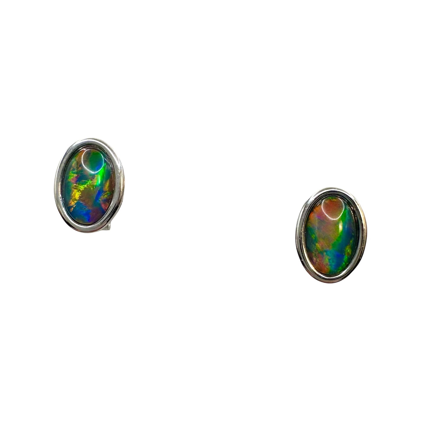 Australian triplet opal sterling silver studs