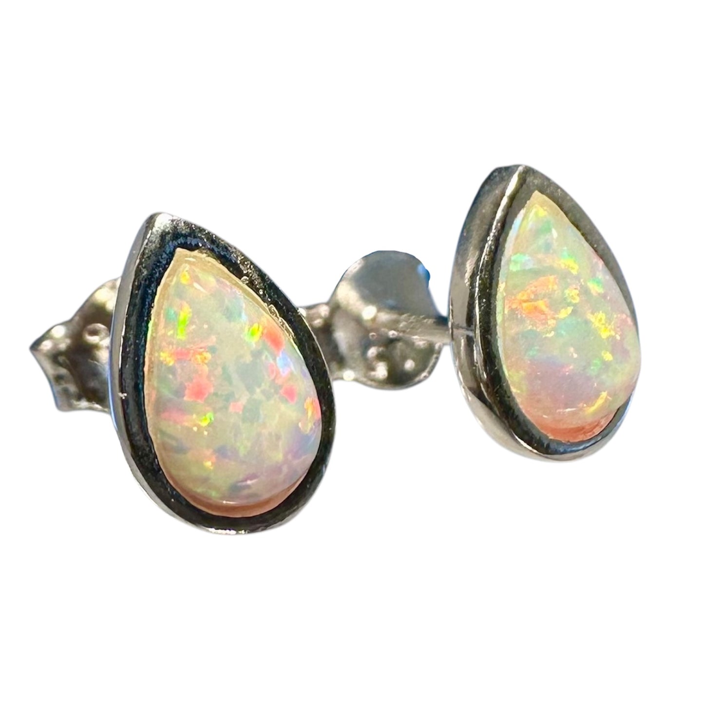 Sterling Silver White Opalite Stud Earrings