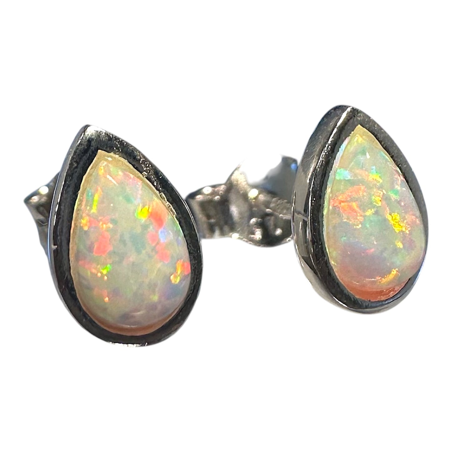 Sterling Silver White Opalite Stud Earrings