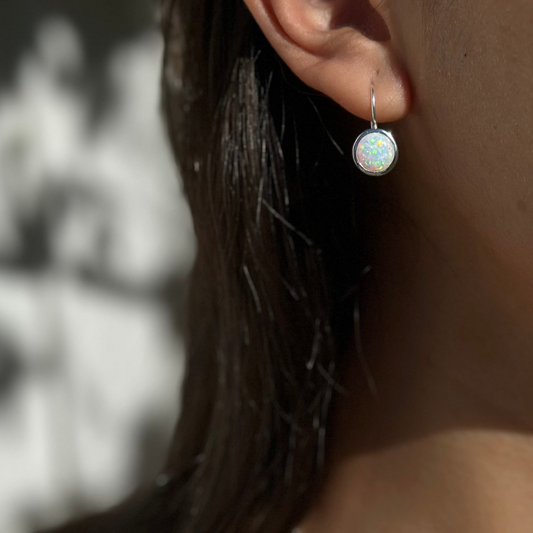 Sterling Silver White Opalite Earrings