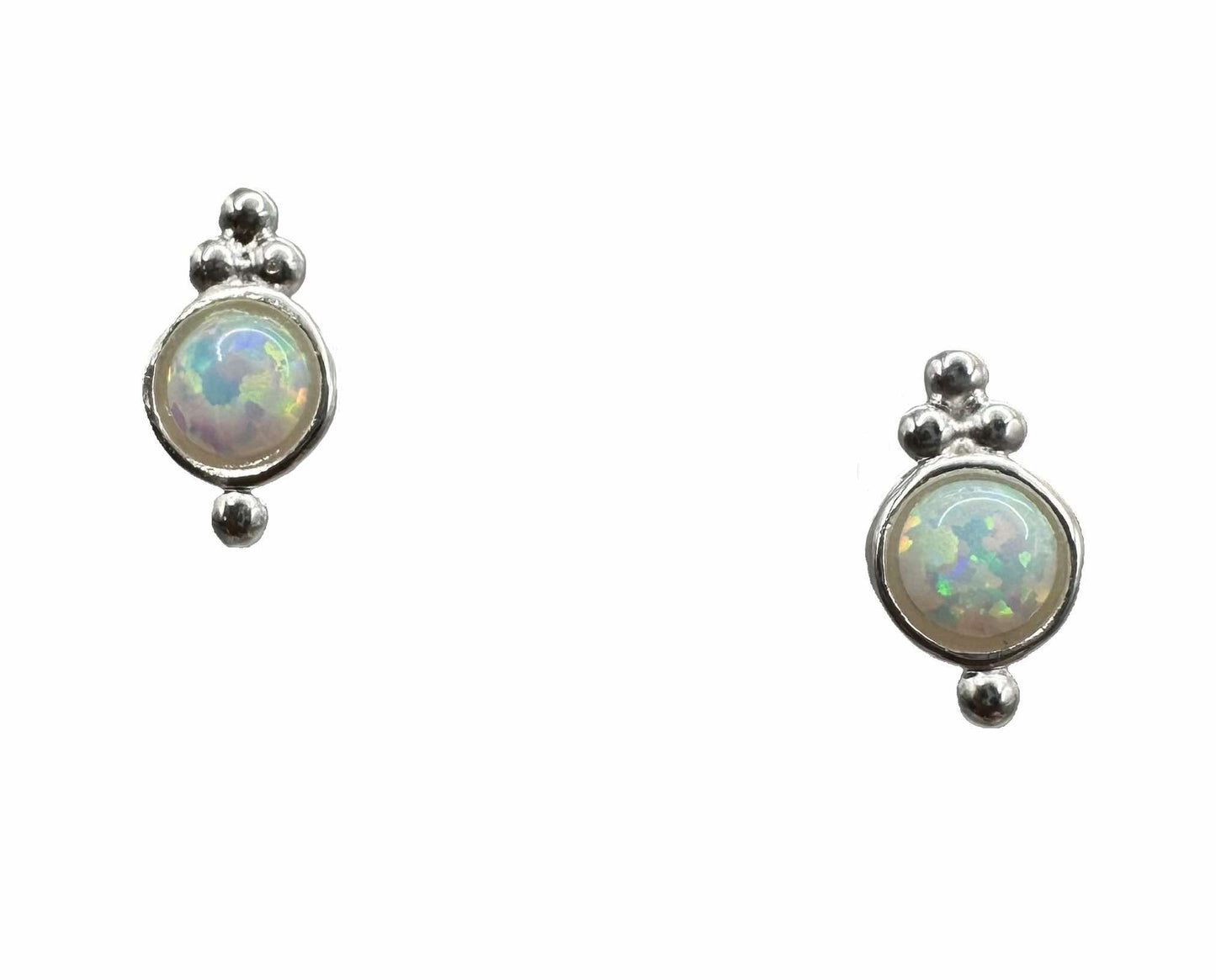 Sterling Silver White Opalite Stud Earrings