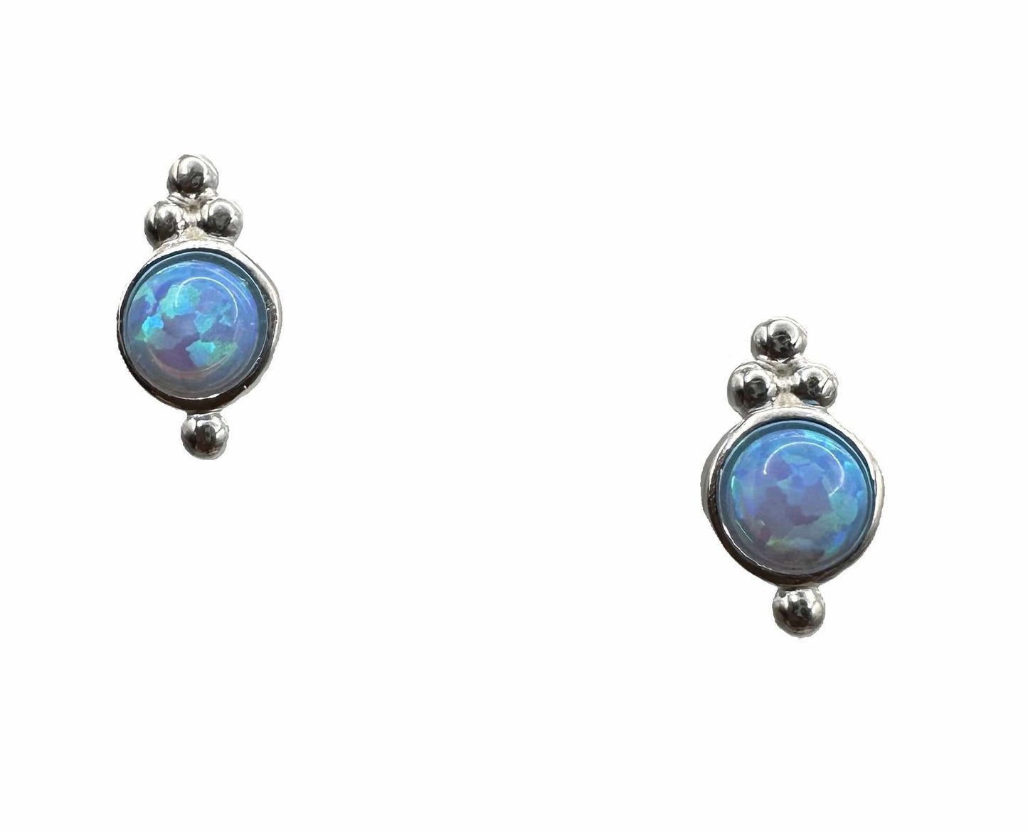 Sterling Silver Blue Opalite Stud Earrings