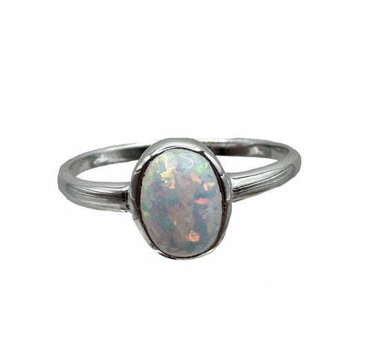 Sterling Silver White Opalite Ring