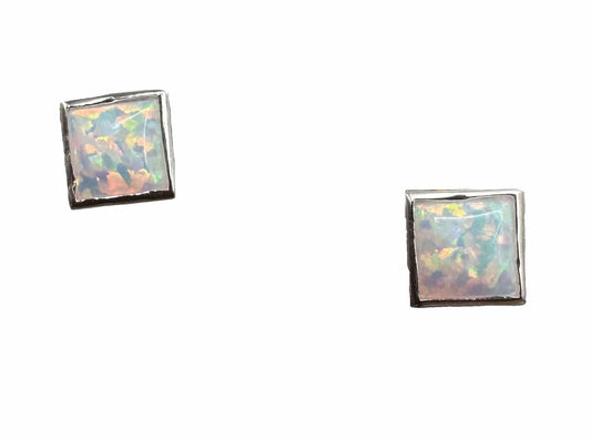 Sterling Silver White Opalite Stud Earrings