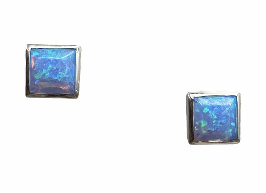 Sterling Silver Blue Opalite Stud Earrings