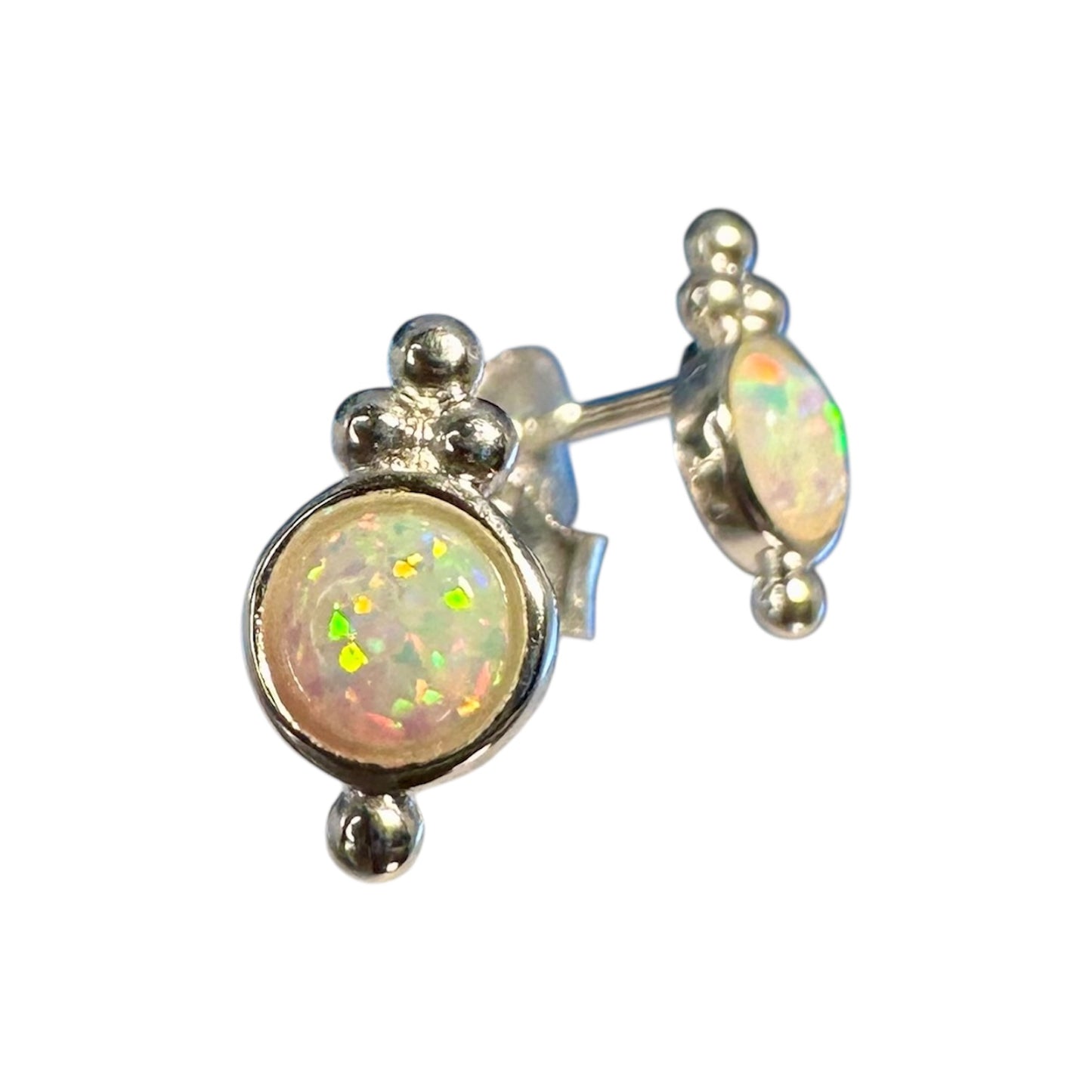 Sterling Silver White Opalite Stud Earrings