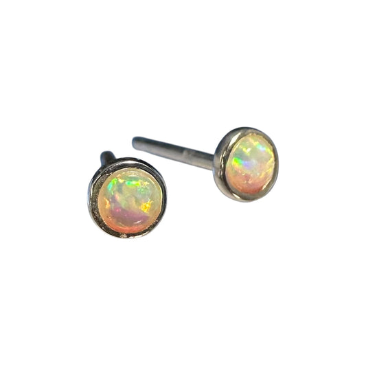 Sterling Silver White Opalite Stud Earrings