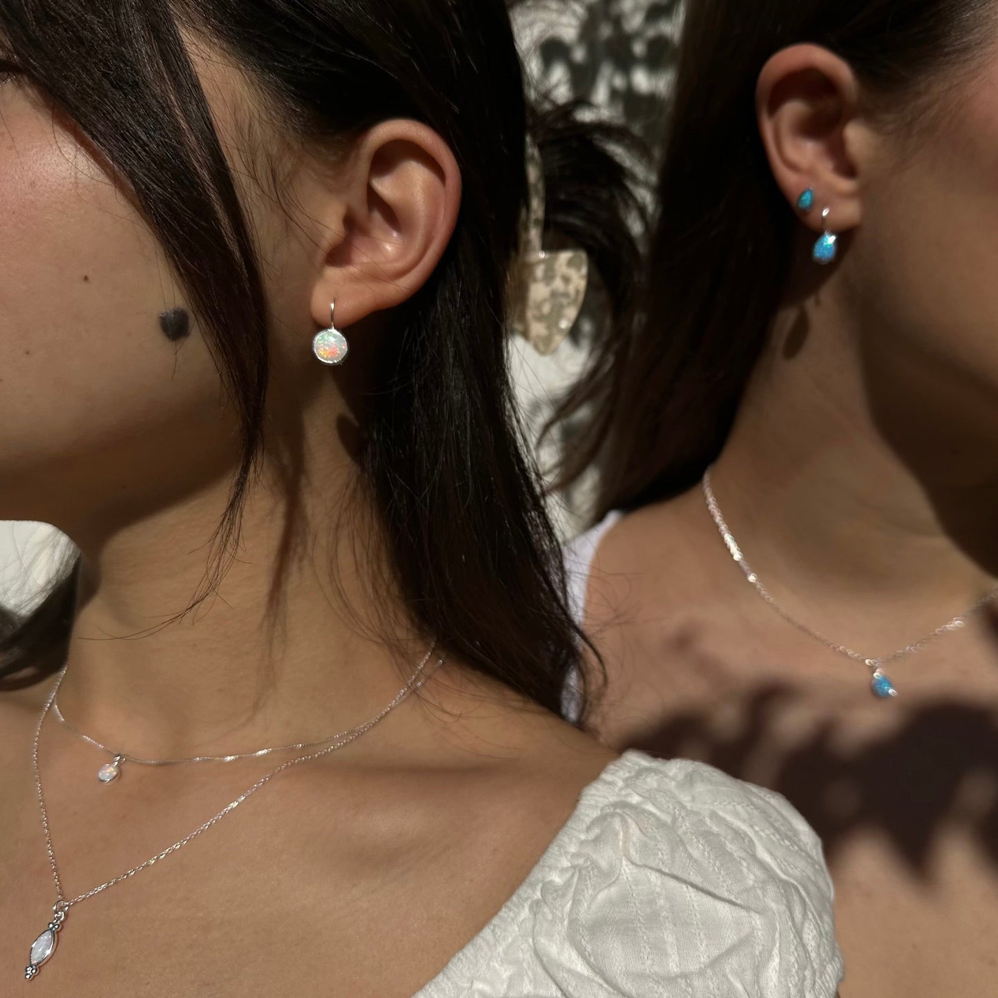 Sterling Silver White Opalite Earrings