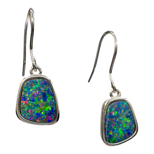 Sterling silver doublet opal earrings