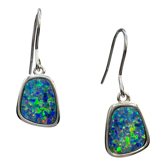 Sterling silver doublet opal earrings