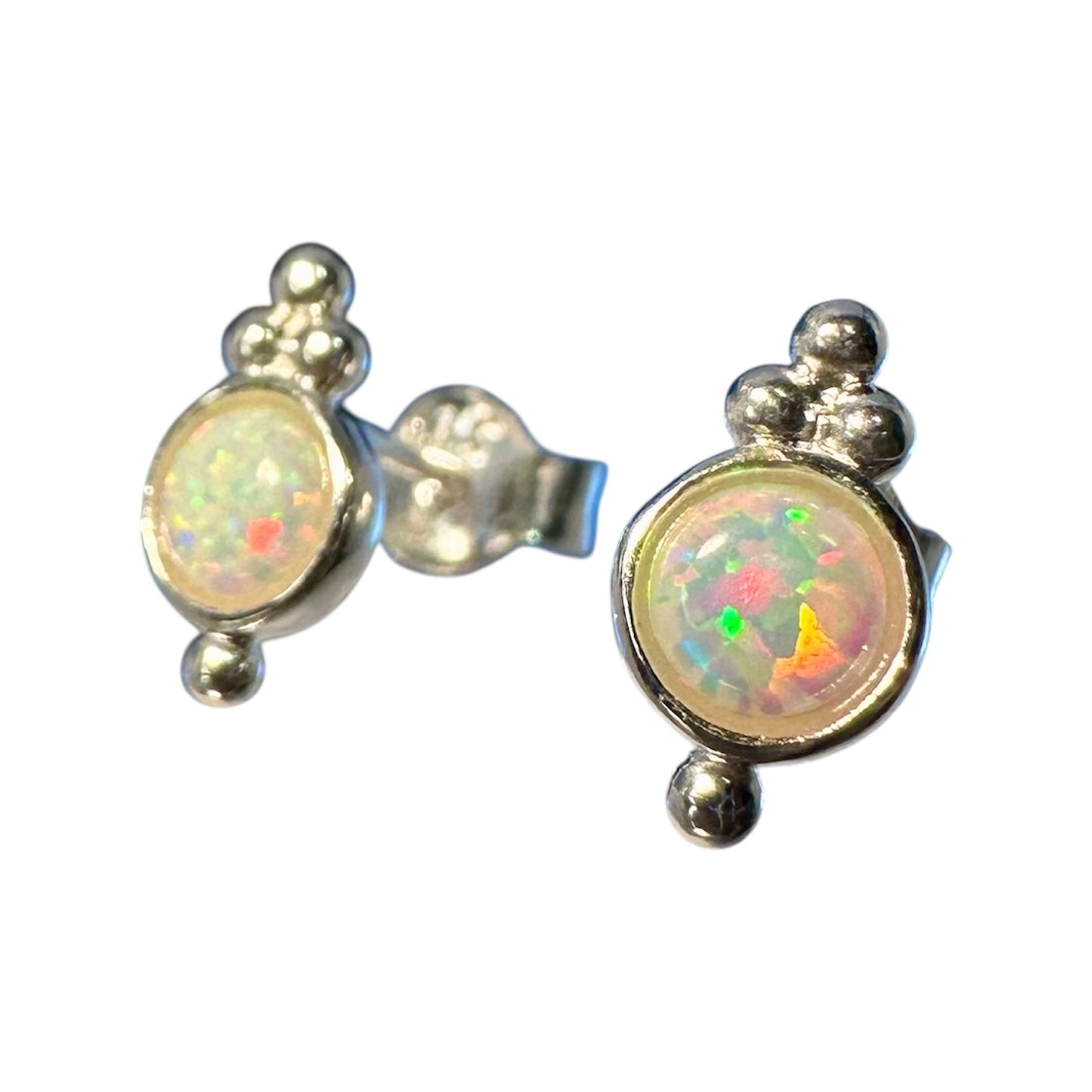 Sterling Silver White Opalite Stud Earrings