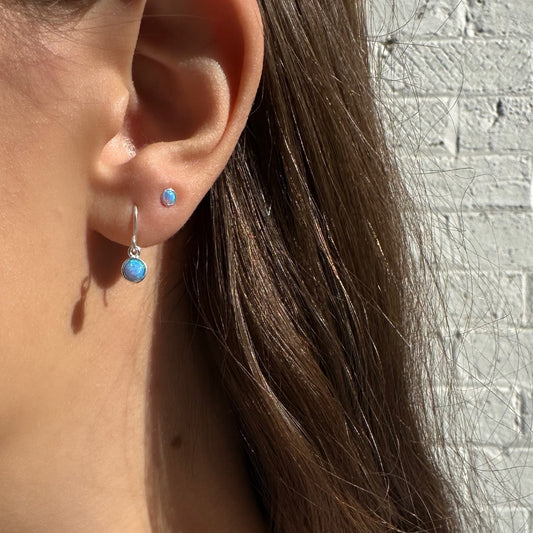 Sterling Silver Blue Opalite Stud Earrings