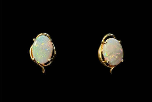 14ct Gold Solid Opal Stud Earrings