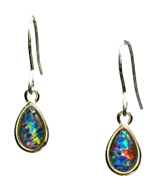 Sterling Silver Triplet Opal Earrings