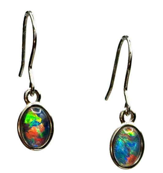 Sterling Silver Triplet Opal Earrings
