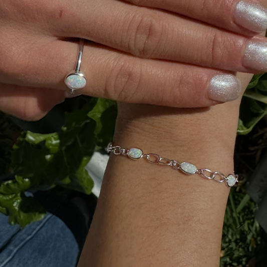 Sterling Silver White Opalite Bracelet