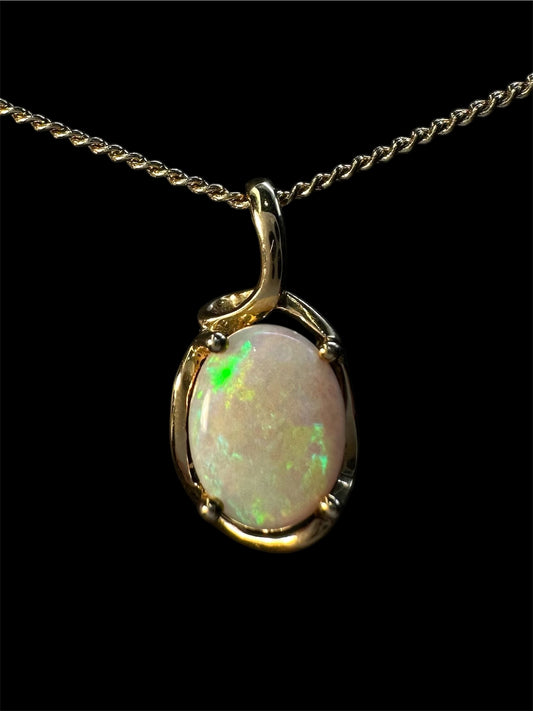 14ct Gold Solid Opal Pendant