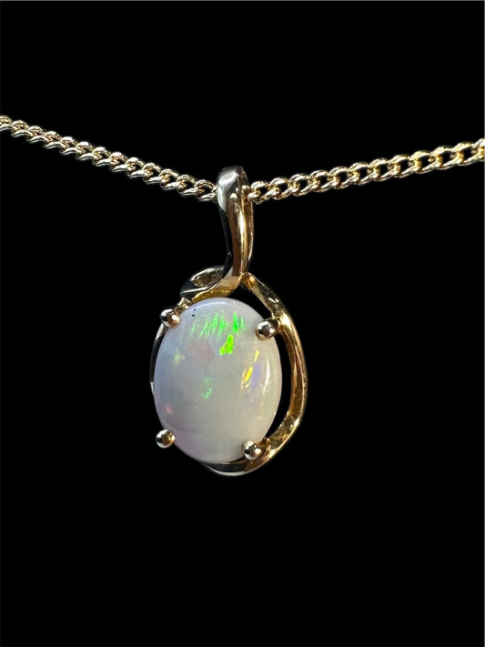 14ct Gold Solid Opal Pendant