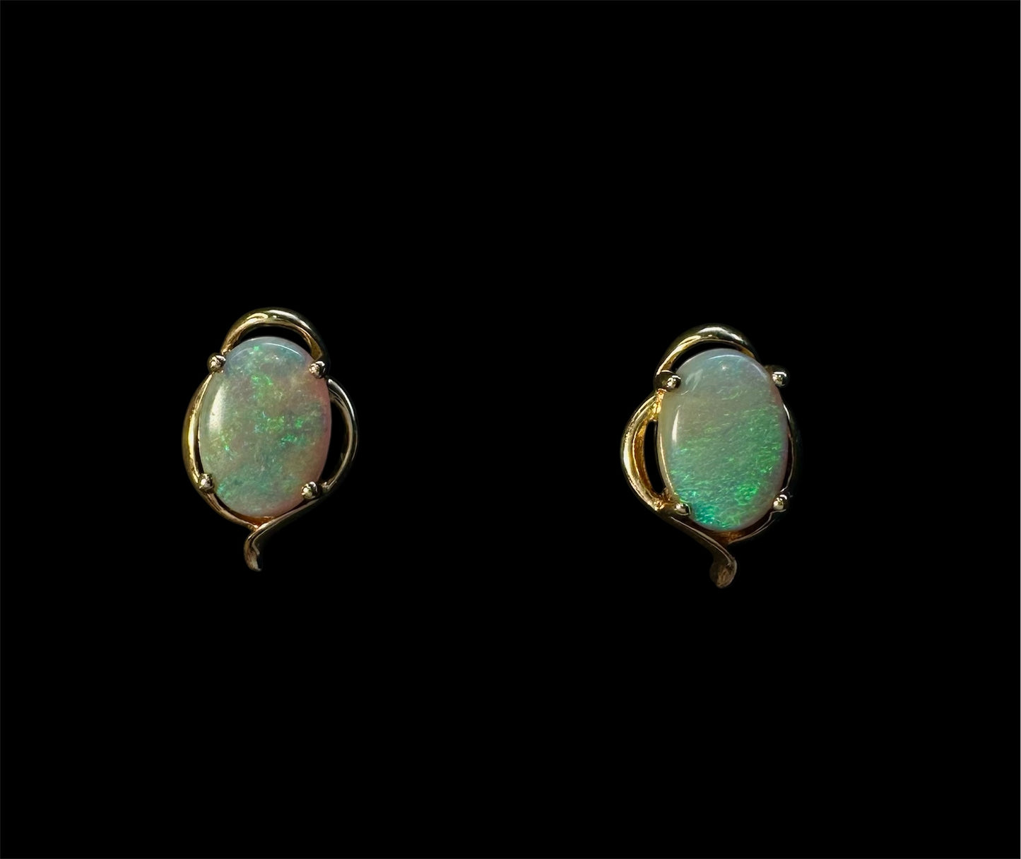 14ct Gold Solid Opal Stud Earrings