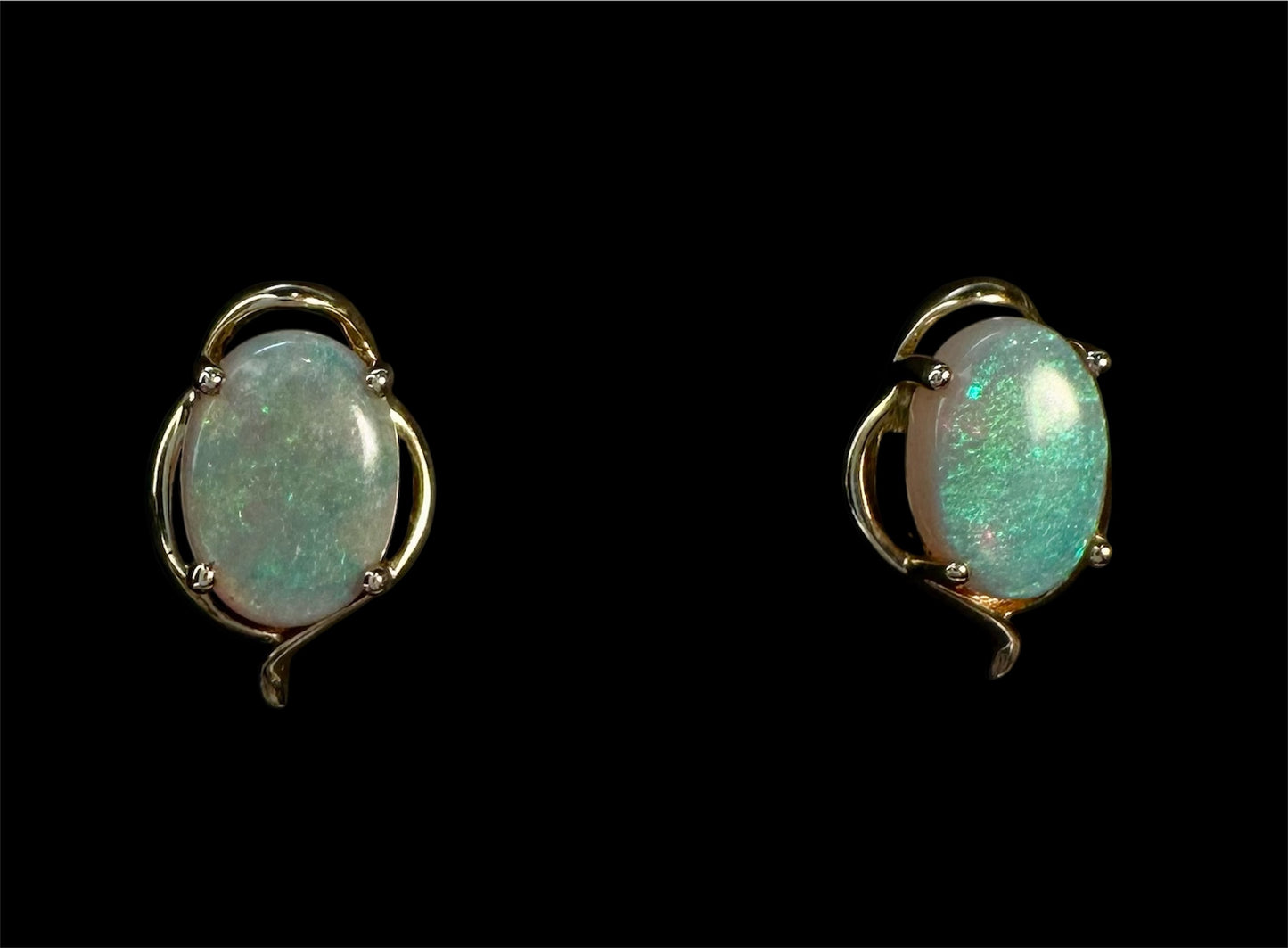 14ct Gold Solid Opal Stud Earrings