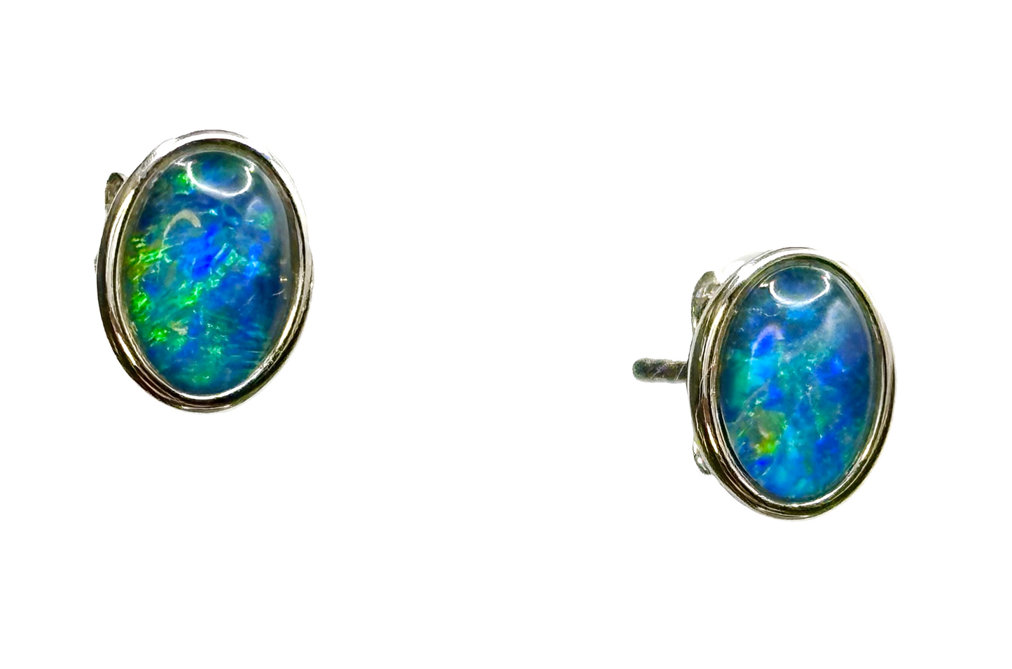 Sterling Silver Triplet Opal Stud Earrings
