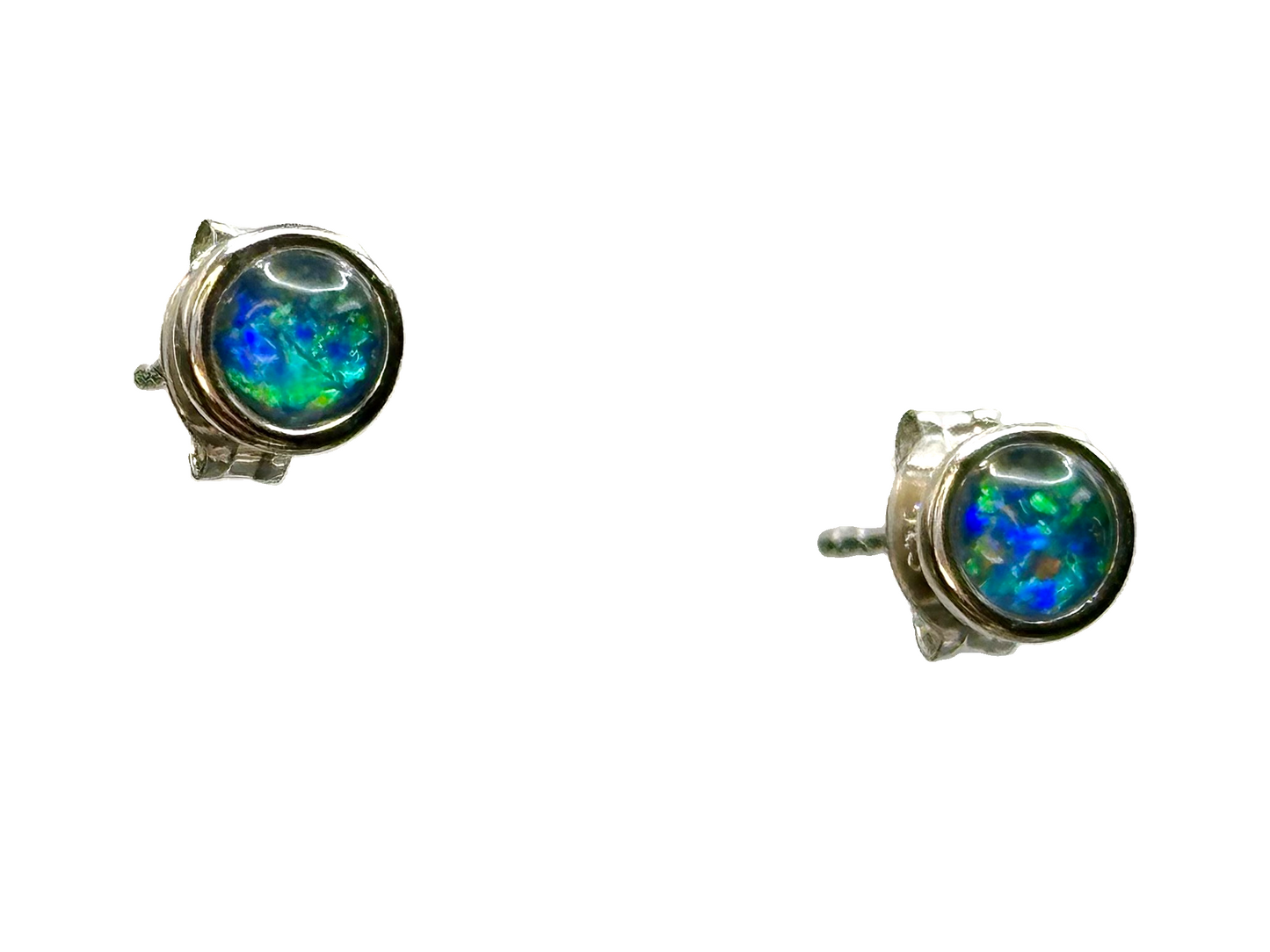 Sterling Silver Triplet Opal Stud Earrings