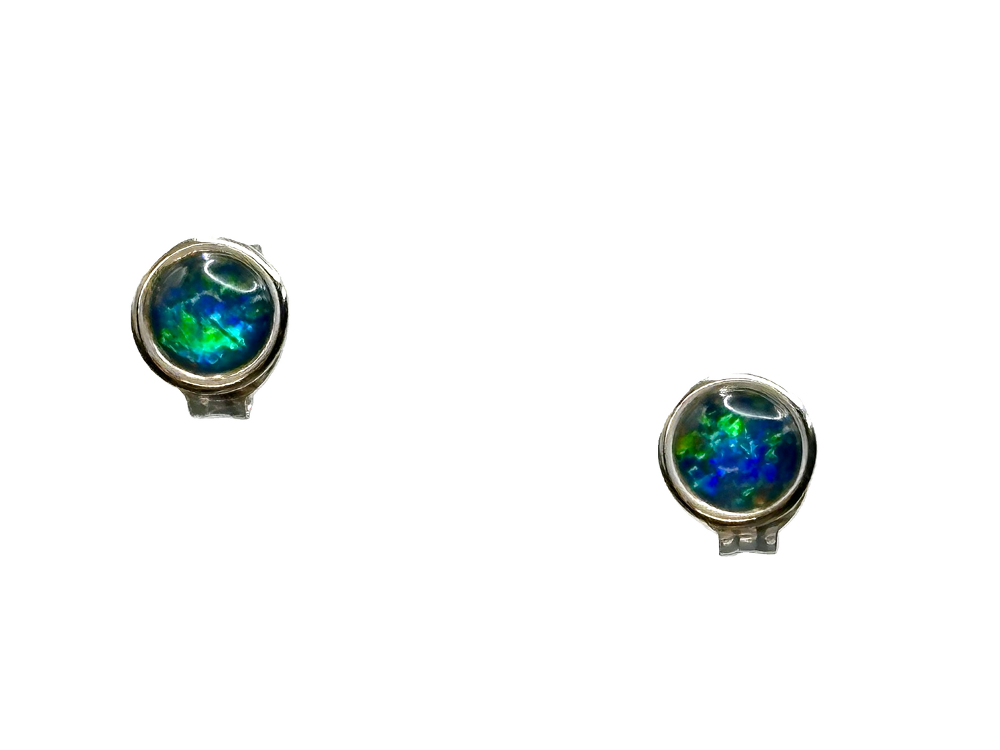 Sterling Silver Triplet Opal Stud Earrings