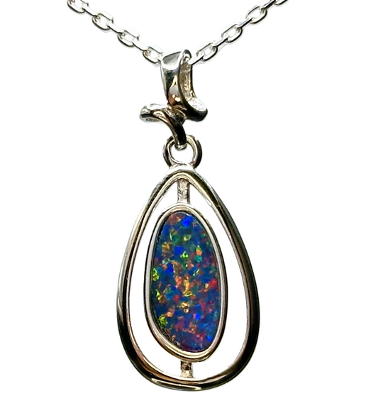 Sterling Silver Doublet Opal Pendant