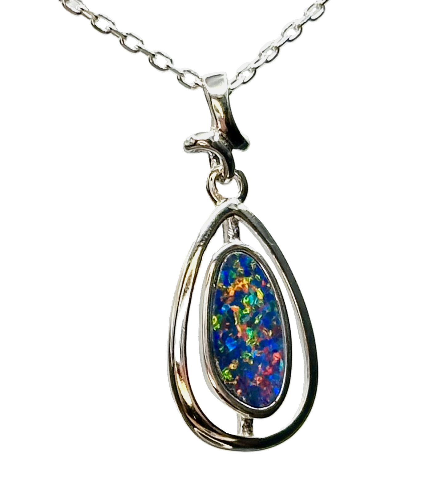 Sterling Silver Doublet Opal Pendant
