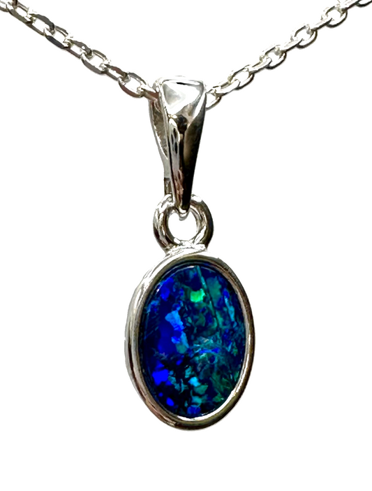 Sterling Silver Doublet Opal Pendant