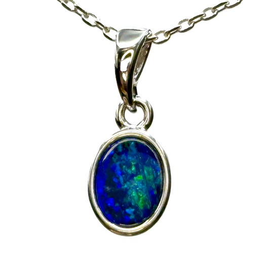 Sterling Silver Doublet Opal Pendant