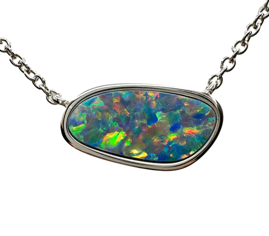 Sterling Silver Doublet Opal Pendant