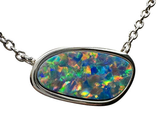 Sterling Silver Doublet Opal Pendant