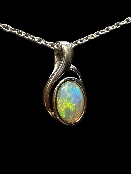 Sterling Silver Solid Opal Pendant