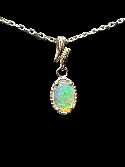 Sterling Silver Solid Opal Pendant