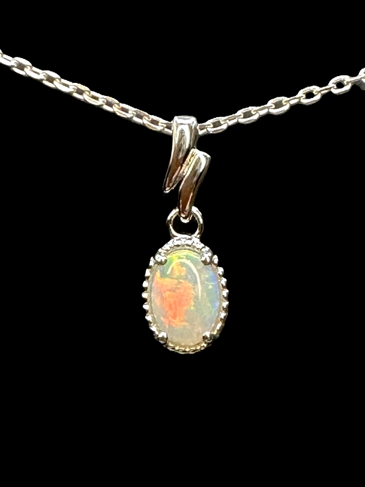 Sterling Silver Solid Opal Pendant