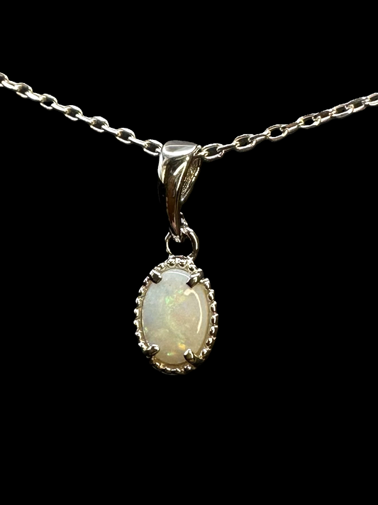 Sterling Silver Solid Opal Pendant