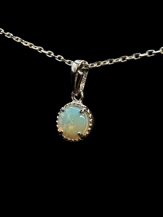 Sterling Silver Solid Opal Pendant