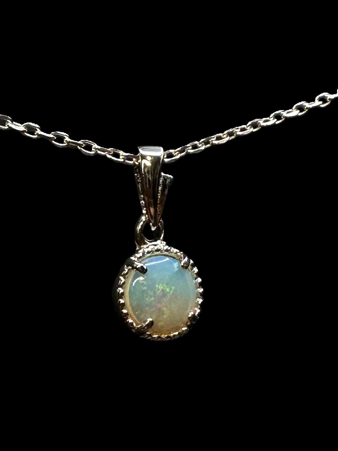 Sterling Silver Solid Opal Pendant