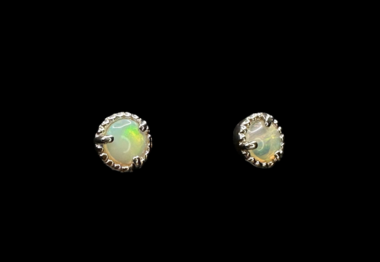 Sterling Silver Solid Opal Stud Earrings
